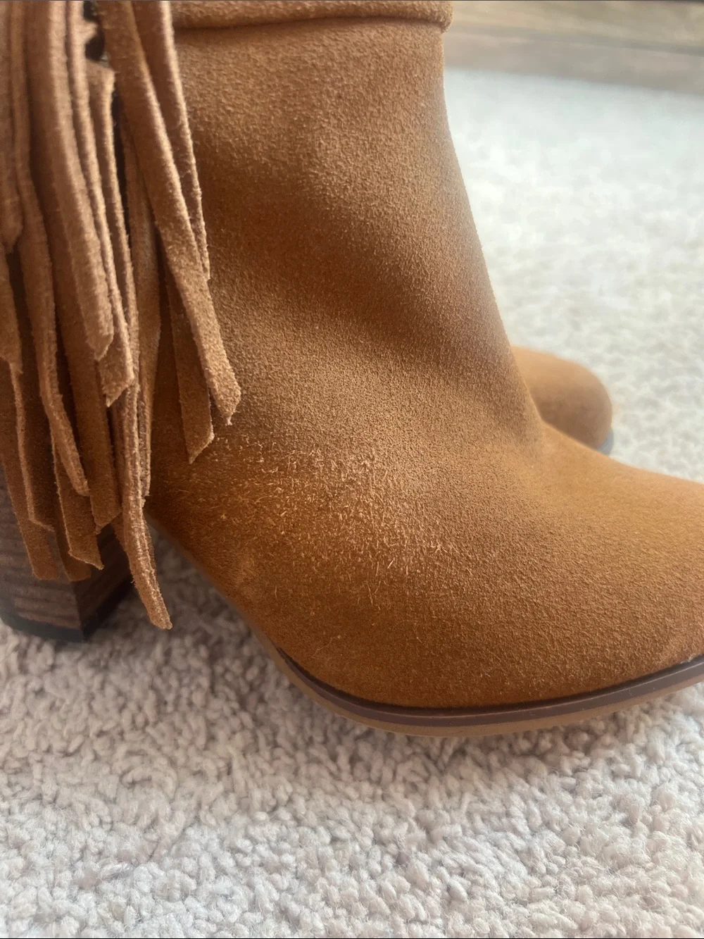 Steve Madden Cognac Suede Fringe Over-the-Knee Boots